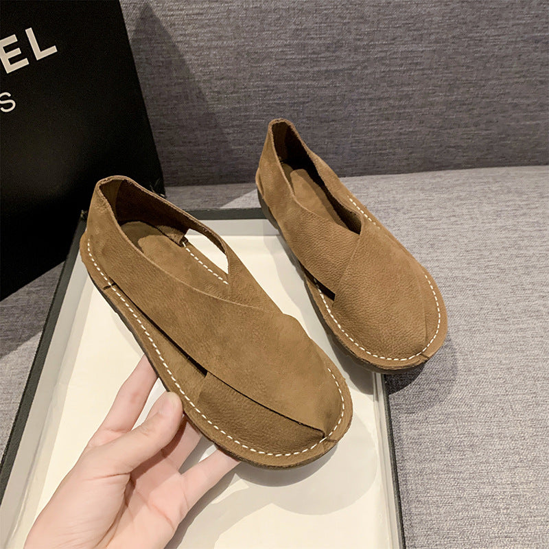 Womens Round-toe Slip-on Roman Fisherman Sandals