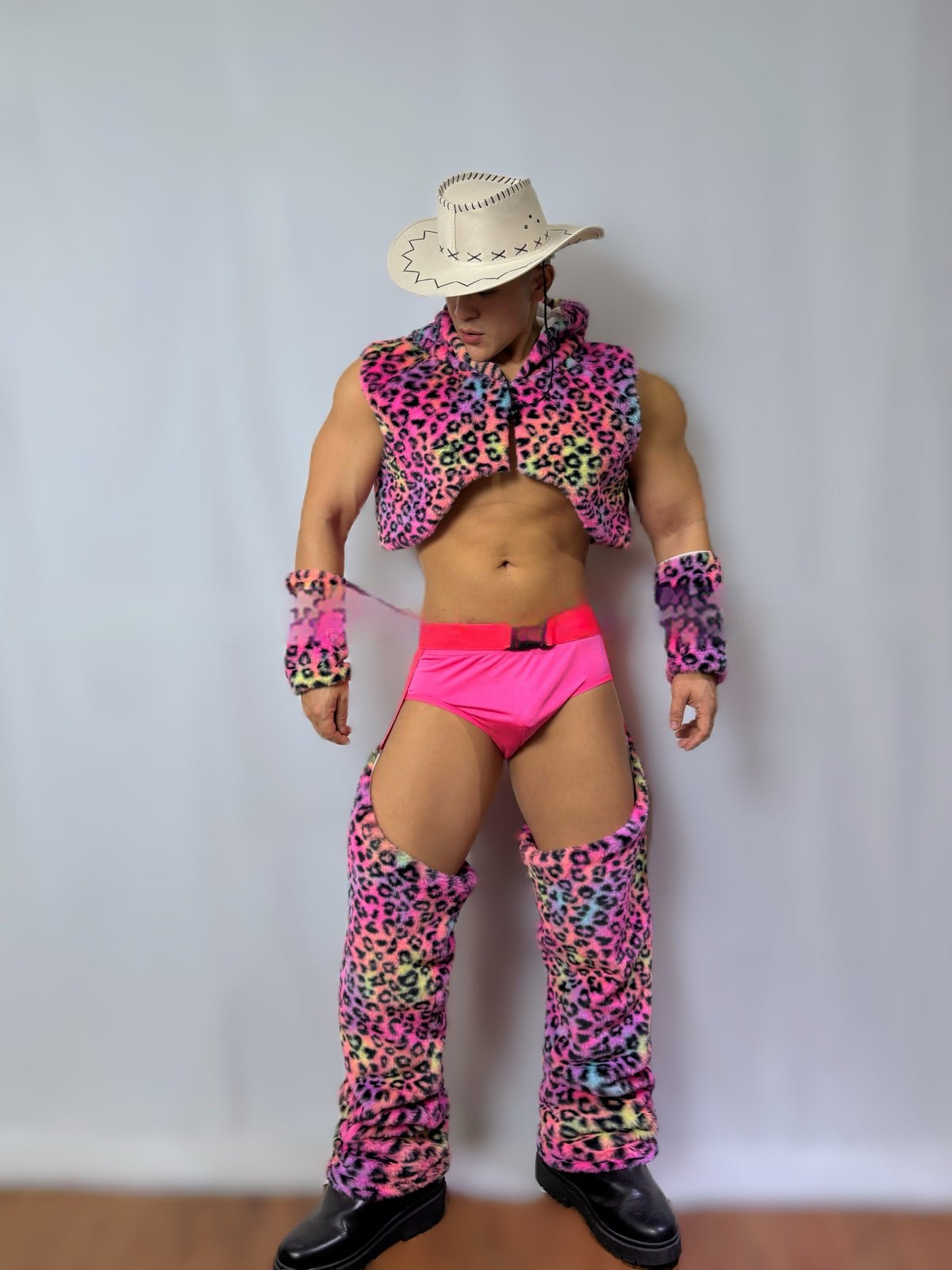 Faux Fur Vest Western Cowboy Men's Gogo Performance Costume