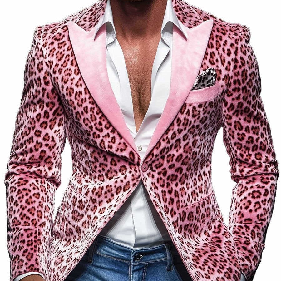 European And American-style Slim-fit Leopard-print Two-piece Suit