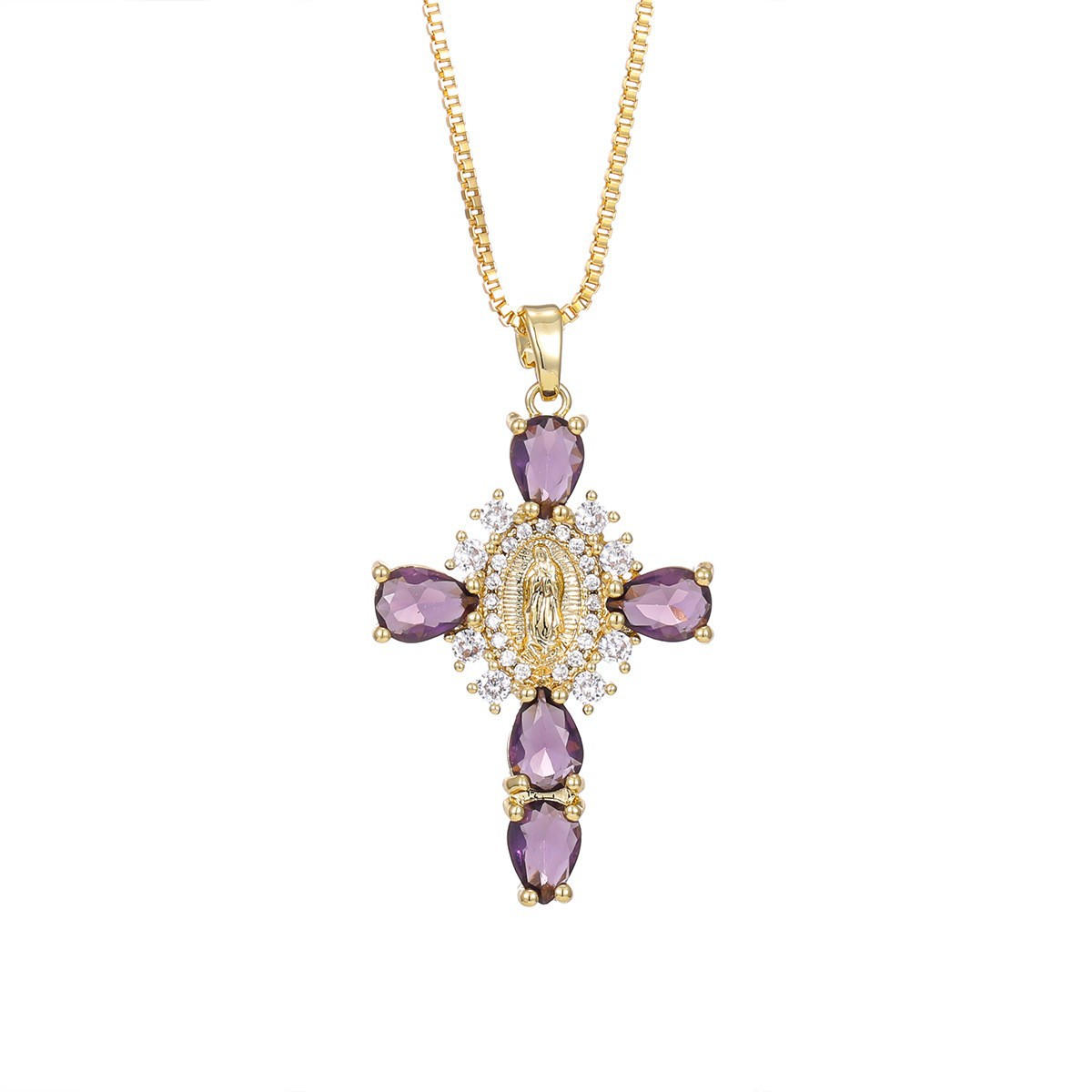 Fashionable Personalized Cross Pendant With Colorful Zircon