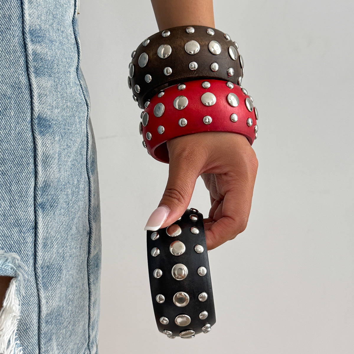 Punk-style Trendy Geometric Circular Wooden Bracelet