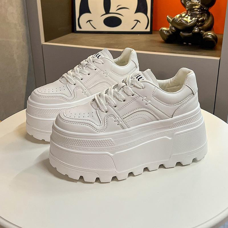 These Height-increasing Thick-soled White Sneakers Look Amazing With Skirts This Chunky Sneaker Is Lightweight Casual And Packed With A Sporty Vibe