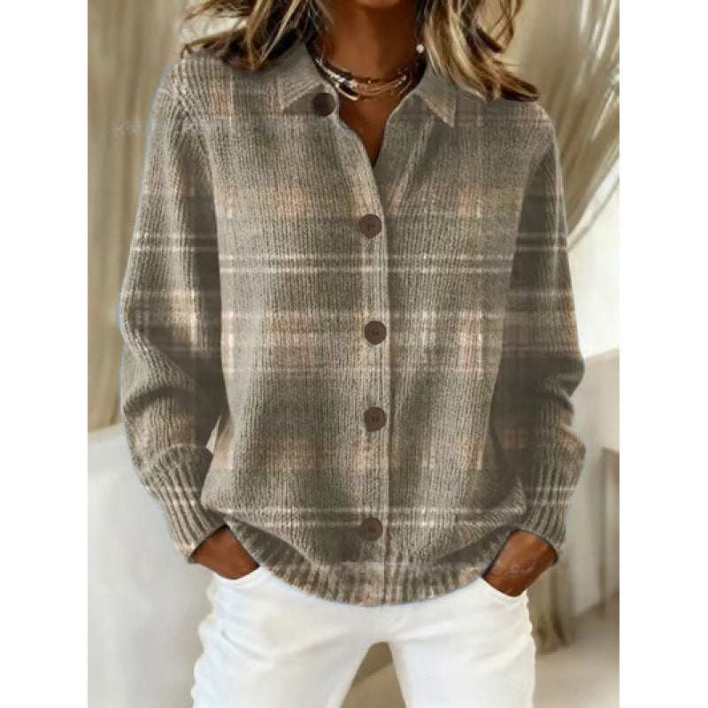 Womens Loose-Fit Long-Sleeve Shirt With A Bold Colorful Plaid Print