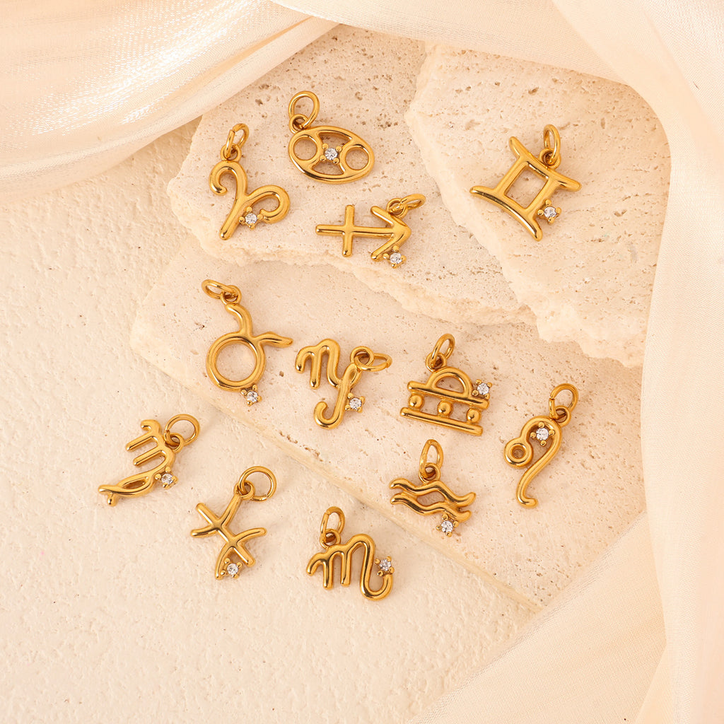 Rare 24K Gold-Plated Stainless Steel Zodiac Pendant