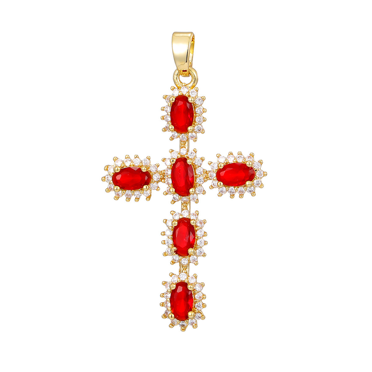 Fashionable Personalized Cross Pendant With Colorful Zircon