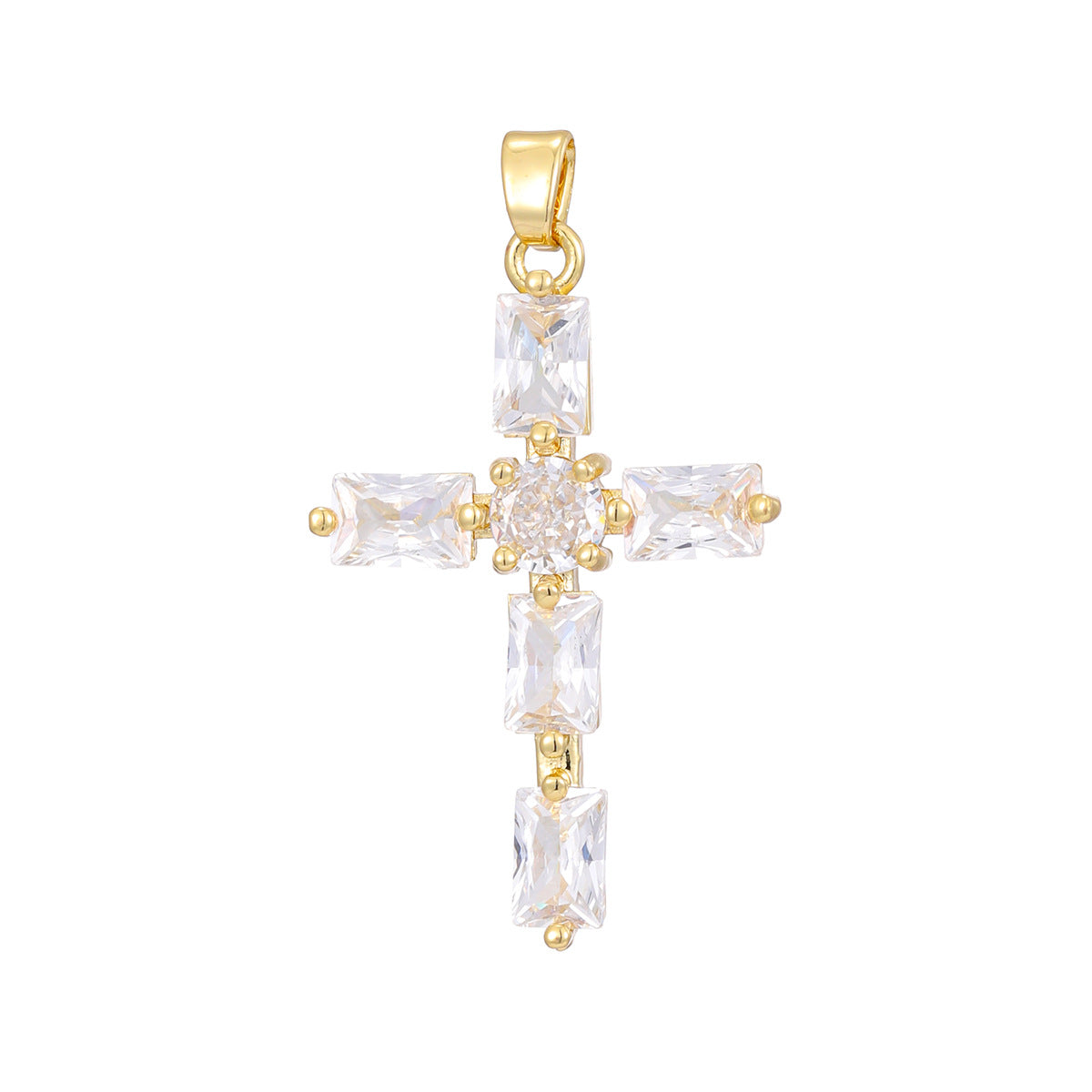 Fashionable Personalized Cross Pendant With Colorful Zircon