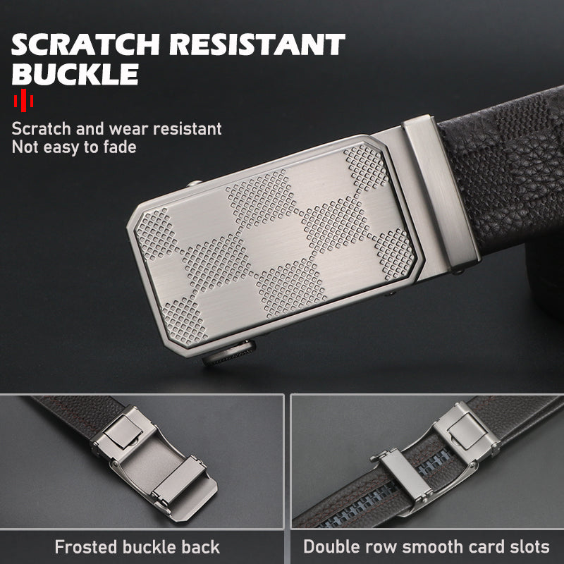Men Belt Leather Belt For Men With Anti-Scratch Buckle Control Design For Formal Work Or Casual