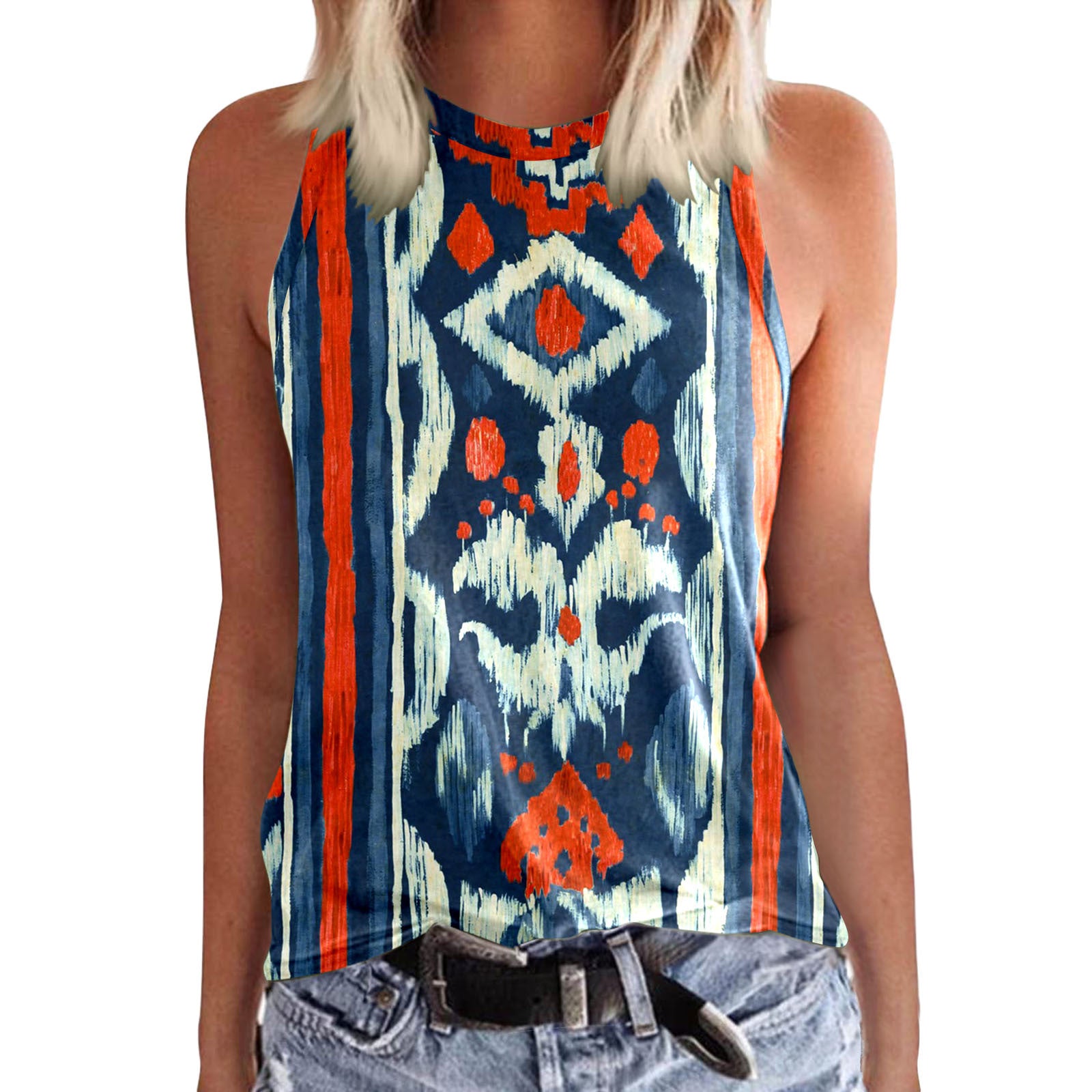 New Womens Crew-neck Tank Top With 3D Digital Print