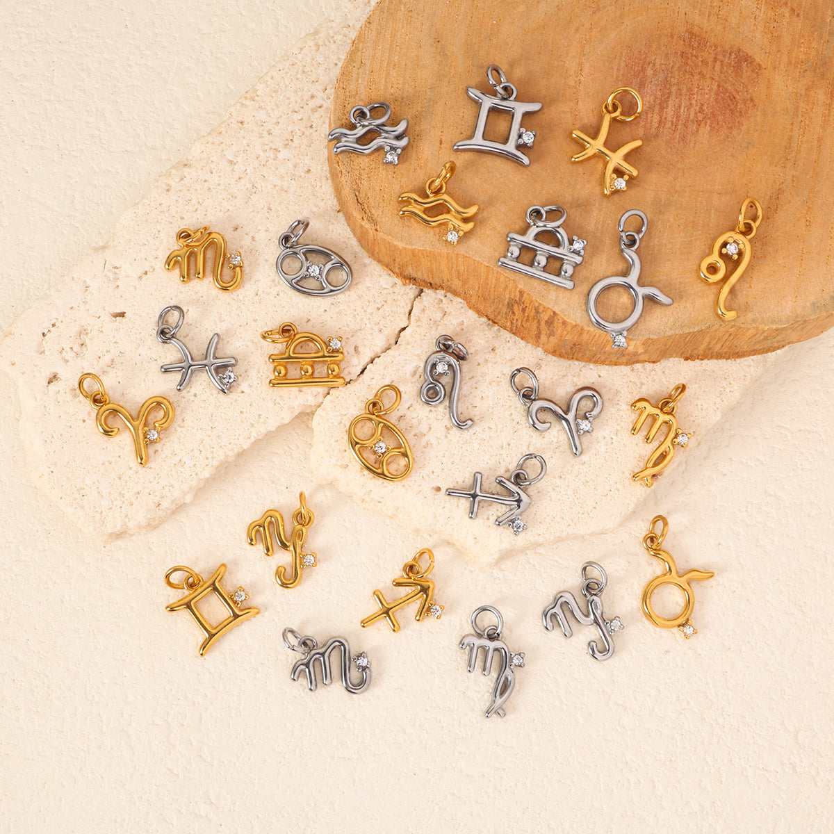 Rare 24K Gold-Plated Stainless Steel Zodiac Pendant