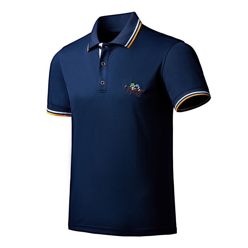 Mens Short Sleeve T Shirt With A Lapel And High End Embroidery