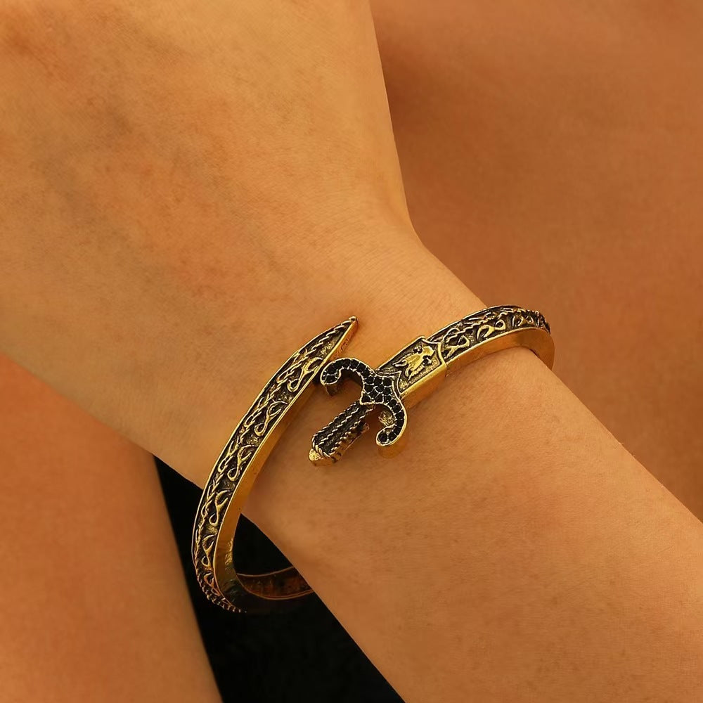 Retro Sword-Style Personalized Bracelet And Ring Set