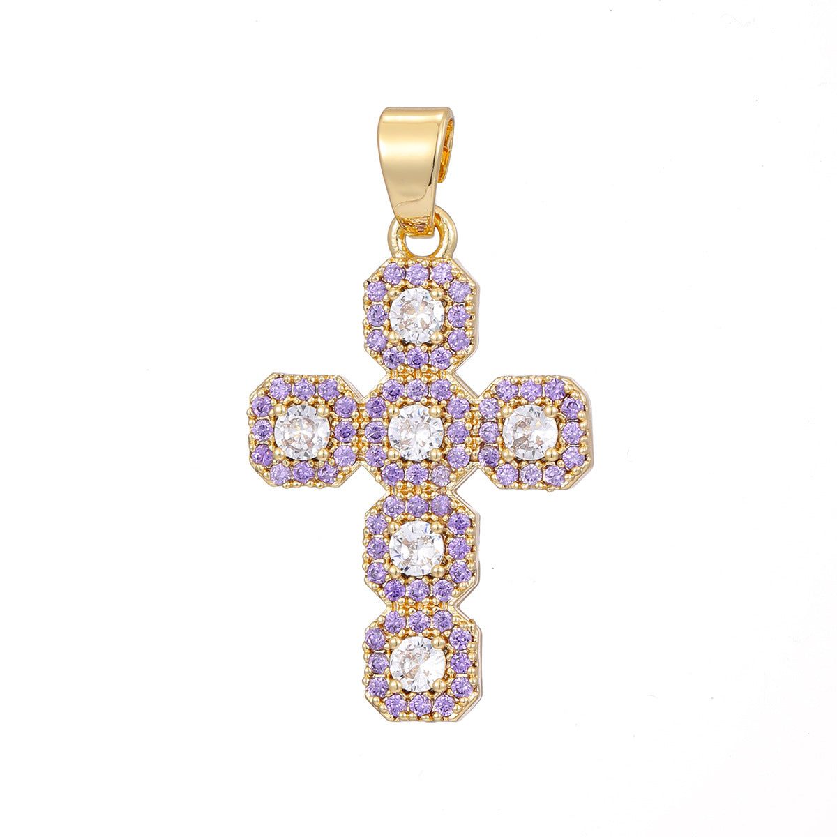 Fashionable Personalized Cross Pendant With Colorful Zircon