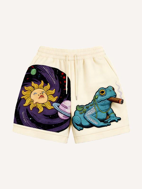 Mens Retro Printed Loose Casual Shorts