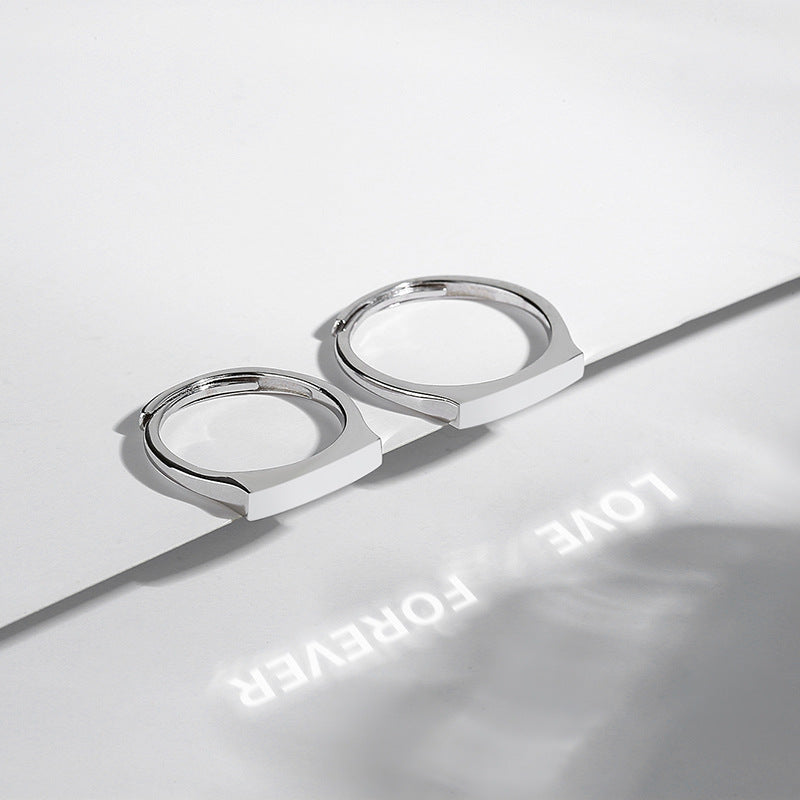 S925 Sterling Silver Projection Couple Ring