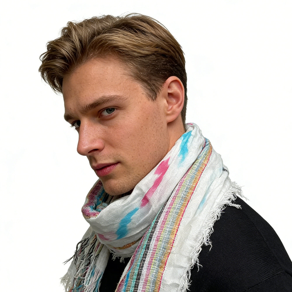 2pcs Colorful Striped Square Scarf With Fringes,Luxe Look For Evening Wear,Scarf,vacation,daily Life,evening Party,Office Appropriate Subtlety For Women Men