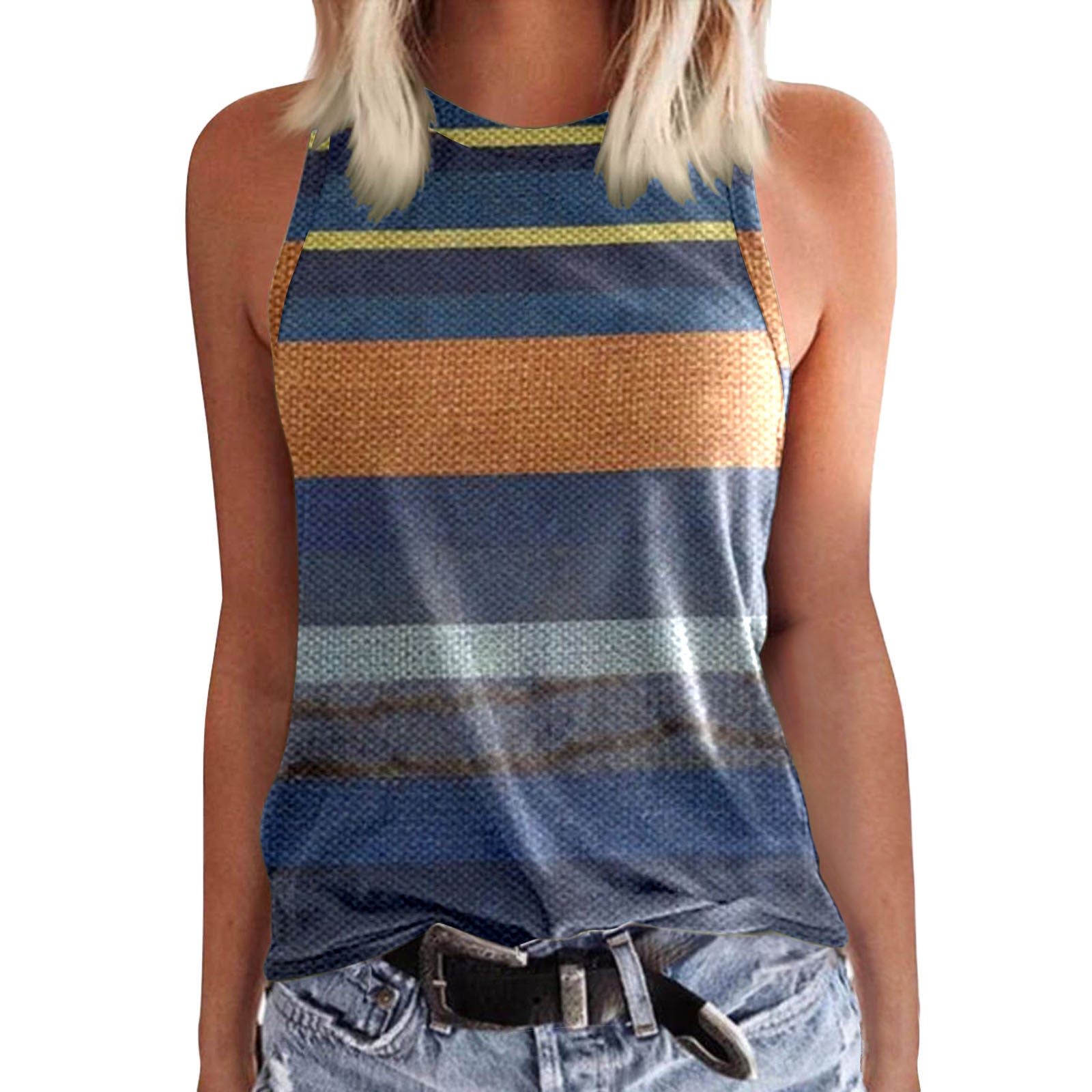 New Womens Crew-neck Tank Top With 3D Digital Print