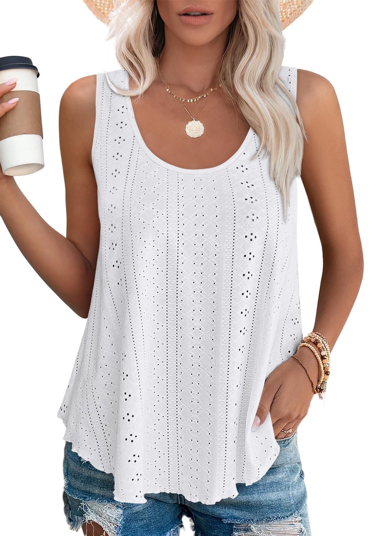 Crew-neck Loose-fitting Sleeveless T-shirt Top