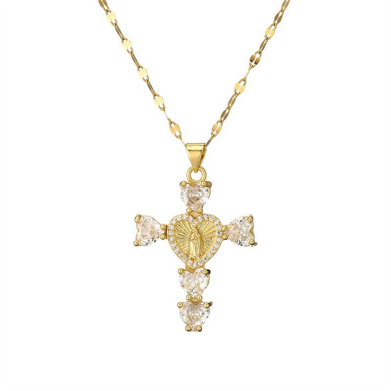 Fashionable Personalized Cross Pendant With Colorful Zircon