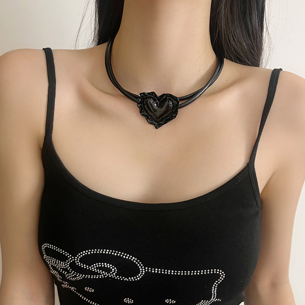 Double-layered Red Heart Womens Personalized Clavicle Necklace