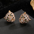 Hip Hop Leopard Head Pendant Earring Necklace Set