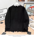 Mens Heavyweight High-street Half-zip Distressed Sweater In American Style