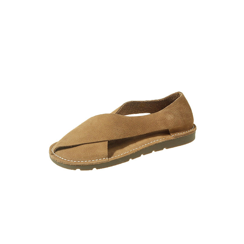 Womens Round-toe Slip-on Roman Fisherman Sandals