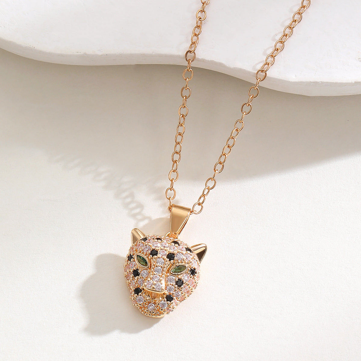 Hip Hop Leopard Head Pendant Earring Necklace Set