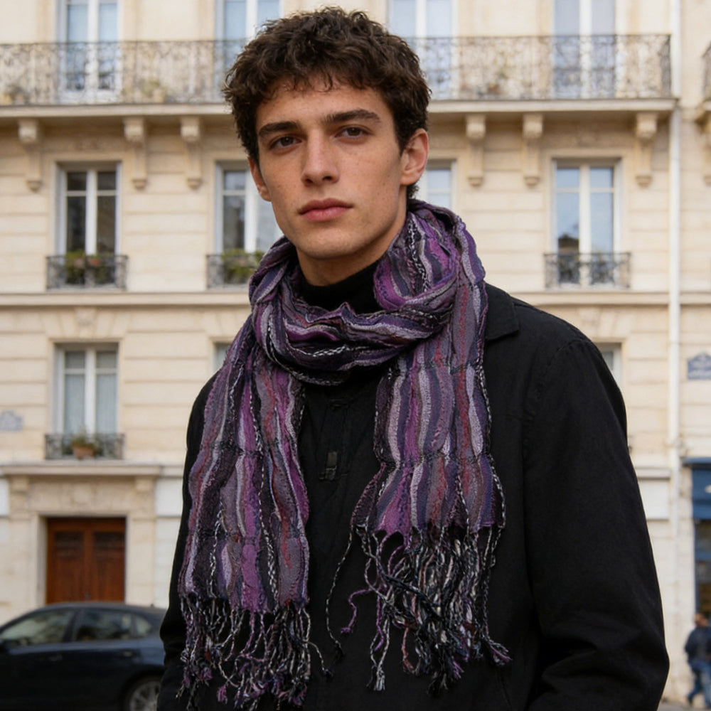 2pcs Royal Purple Jacquard Pattern Scarf,Regal Textured Scarf ,Luxe Look For Evening Wear,Scarf,vacation,daily Life,evening Party,Office Appropriate Subtlety For Women Men