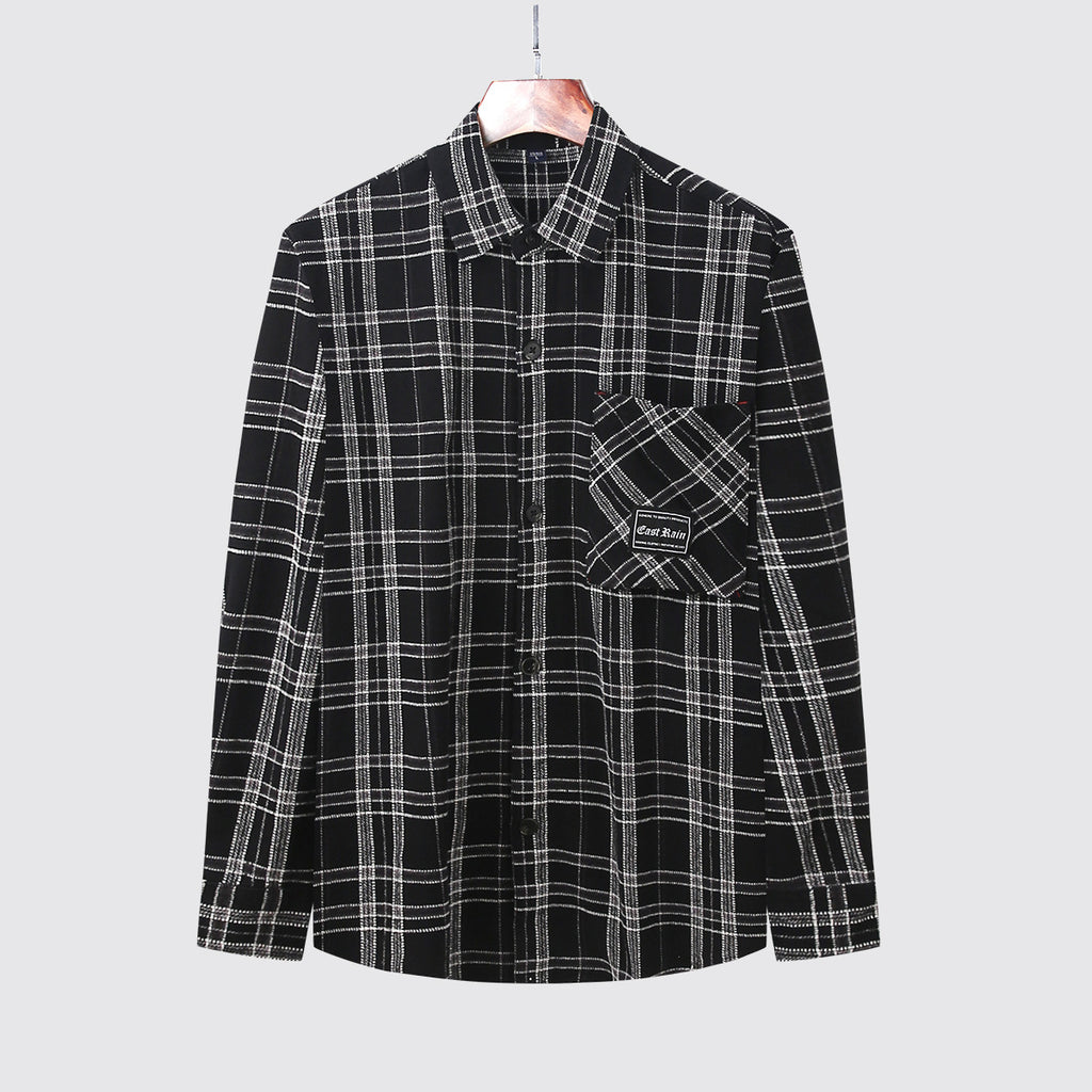 Breathable Cotton Plaid Shirt For Men Casual Slim-fit Top