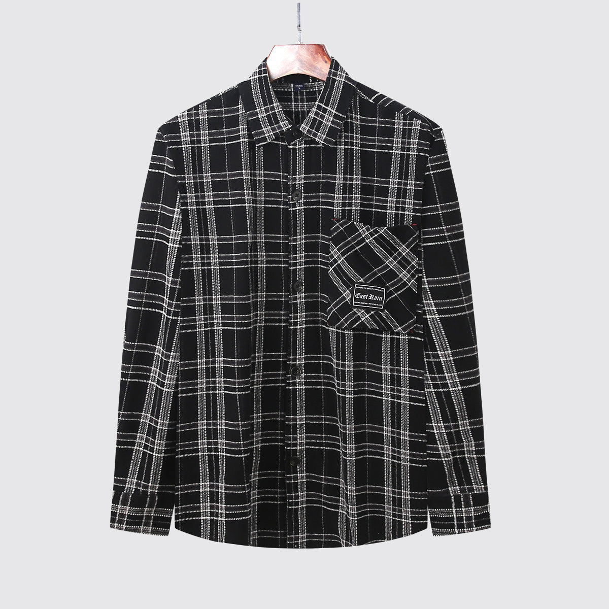 Breathable Cotton Plaid Shirt For Men Casual Slim-fit Top