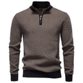 Mens Thickened Half-Zip Stand-Up Collar Casual Sweater