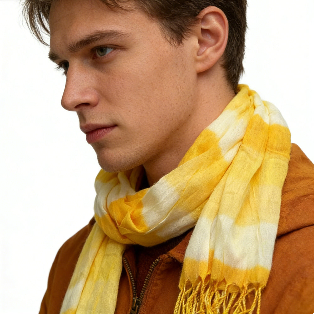 2pcs Sunshine Boho Scarf,Sunny Yellow Floral Pattern Printed Scarf