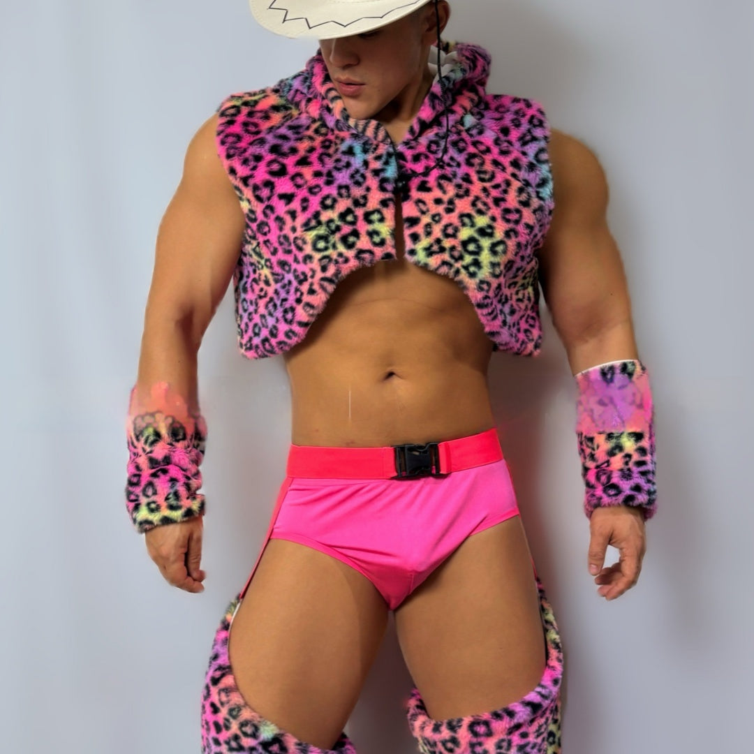 Faux Fur Vest Western Cowboy Men's Gogo Performance Costume